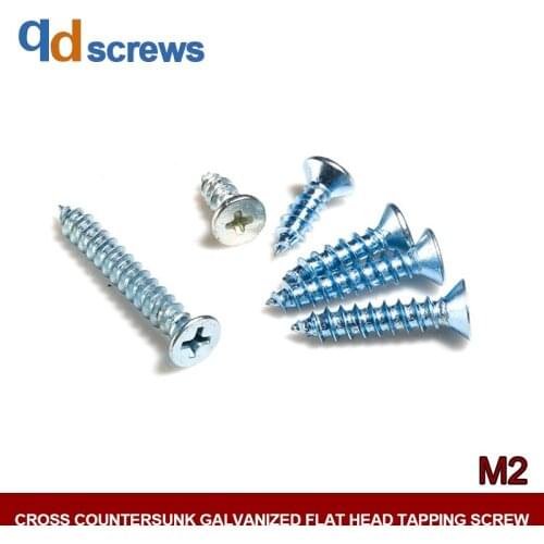 8.8 M2 Galvanized Cross Countersunk Phillips flat Head Self-tapping screw GB846-76 DIN7982 ISO 7050