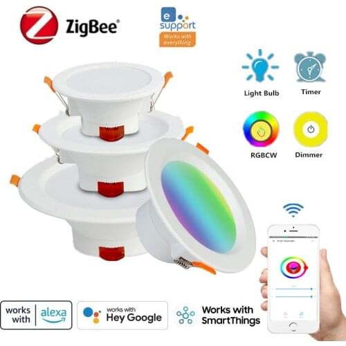 9/7/5W EWeLink Zigbee 3.0 Smart Downlight RGBCW LED Recessed Ceiling Light Timer Voice Control Work With Alexa Google Home