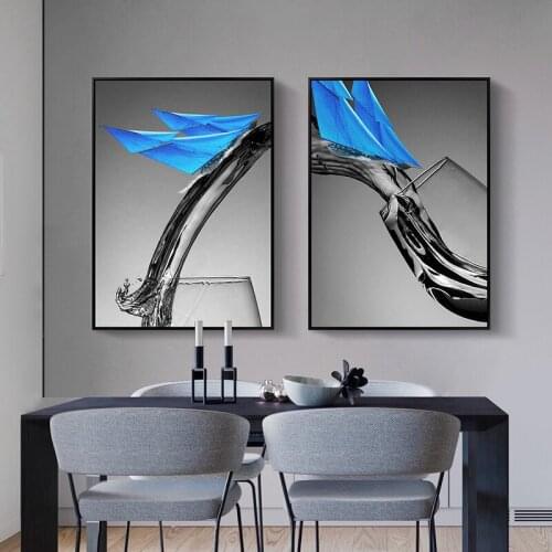 Abstract Poster Wine Glass Sailing Boat Wall Art Ride the Wind and Waves Canvas Painting Poster Modern Print Home Decor Pictures