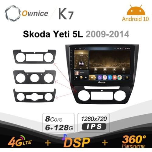 Ownice K7 2din Car Radio Android 10.0 Multimedia Video Player for Skoda Yeti 5L 2009-2014 GPS Navigation 8 Core 4G LTE 5G WiFi