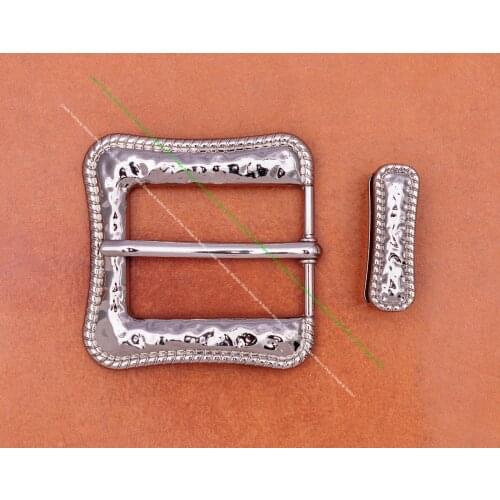 Bling Silver Quality Western Cowboy Rodeo Ranger Engraved Leathercraft 2PCS Set Belt Buckle With Ring Fit 1" Belt Strap