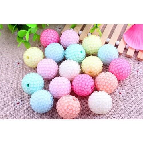 Kwoi vita Pastel Mixed Clear Resin Rhinestone Ball beads Wholesales AAA Quality 20mm Chunky 100pcs/lotfor Kids Jewelry