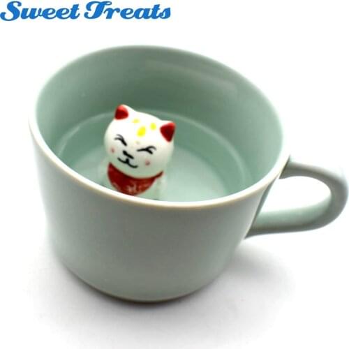 Sweettreats creative small ceramic milk cup with animals cute cartoon nice gift three-dimensional heat-resistant celadon