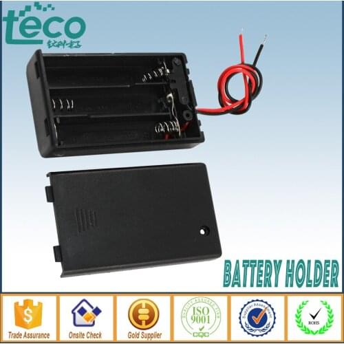 4pcs/lot 3 AAA Battery Holder With Cover/Switch/ Wire Leads Battery Storage Box TBH-3A-3B-W
