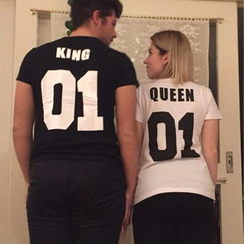 Hot Sales King Queen 01 Couples T Shirts Printed Lovers Cotton Short Sleeve Clothes Summer T-shirt Casual O-neck Tops Tee Shirts