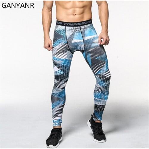 GANYANR Running Tights Men Yoga Fitness Basketball Athletic Leggings Sports Compression Long Pants Gym Bodybuilding Jogging 2018