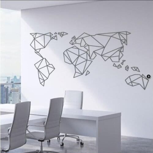 Geometric World Map Wall Sticker Bedroom Decor Living Room Decoration Wall Vinyl Art Pattern Wall Decal Modern Home Decor B178