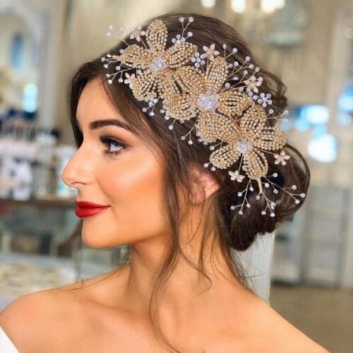 ZMHP252 Luxury Crystal Wedding Tiara Wedding Crown Bride Hair Jewelry Handmade Wedding Hair Vine Wedding Flower Headband