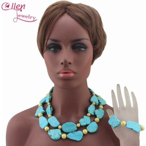 Indian Large 2 Layer Necklace Jewelry Unique Beads Slice Jewelry African Style Free Shipping W13331