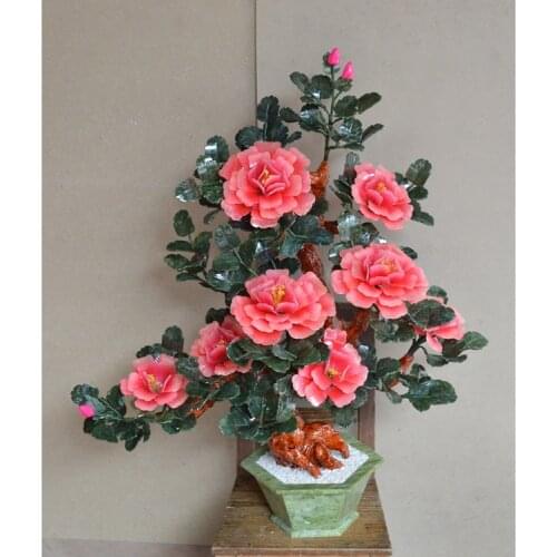 Jade 8 peony tree bonsai living room office decoration modern minimalist decor Home Furnishing creative gifts