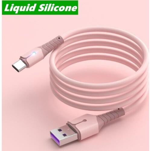 5A Liquid Silicone USB Type C Cable For Huawei Mate 40 Pro P40 Charger Type C Cable USB C Data Cord For Samsung S10 S20 Xiaomi
