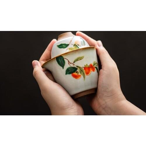 LUWU ceramic teapot gaiwan with 2 teacups chinese kung fu tea set drinkware