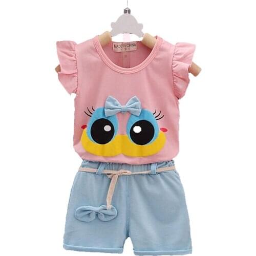 New Summer Baby Girls Clothes Suit Children Fashion Cartoon Vest Shorts 2Pcs/sets Toddler Casual Clothing Infant Kids Tracksuits