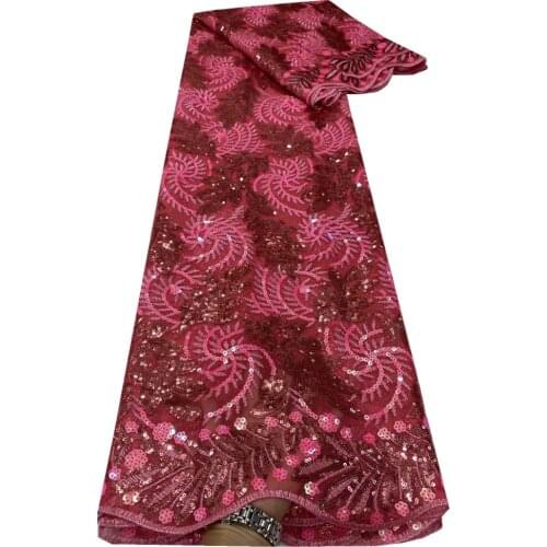 SJ Lace 2021 High Quality African Lace Fabric Embroidery Mesh Tulle Lace Sequins Nigeria Wedding French Net Lace Fabric dp5-22