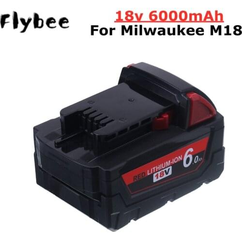 18v 6000mAh Li-ion Battery for Milwaukee M18 48-11-1815 48-11-1850 2646-20 2642-21CT Repalcement M18 Battery
