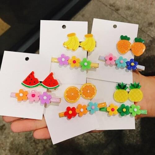 Handmade Macarons Colorful Cute Barrettes Cartoon Flower Fruit Clay Pendant Hairpins For Women&Girl Daily Children Jewelry Gift