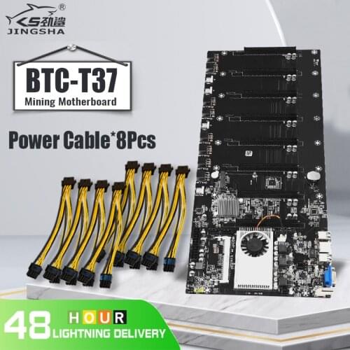 JINGSHA Mining Motherboard 8 GPU Bitcoin Crypto Etherum Mining Support 1066/1333/1600MHz with Power Cable*8PCs
