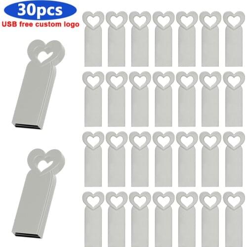 30pcs/lot Metal USB2.0 Flash Drive thumb drive 4G 8G 16GB 32GB Flash Memory Stick 64GB 128GB waterproof pen drive memoria usb