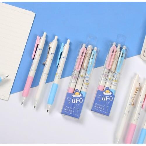 3 Pcs/set 0.5mm Fashion Creative UFO Gel Pen Simple ColorPress Neutral Pen Kawaii Journal Writing School Office Stationery