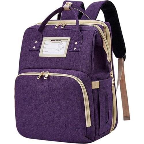 Fashion Diaper Bag Backpack with Folding Crib , Travel Daypack Waterproof Maternity Bag Multifunctional Mummy Nappy Bags Mochila