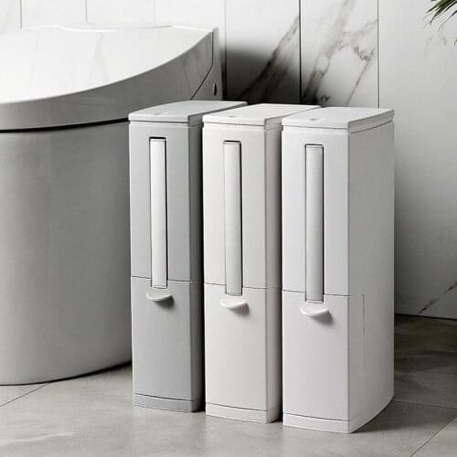 Plastic Kitchen Trash Can Set Toilet Brush Waste Bin Dustbin Trash Cans Garbage Bucket Cubo Basura Garbage Bag Dispenser E5