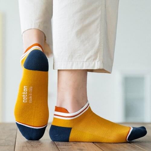 Cotton Socks Mens Solid Color Fashion Male Boat Socks Shallow Mouth Non-slip Soccer Socks Basketball Socks Sports