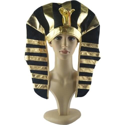 Novelty Funny Golden Black Egyptian Pharaoh King Hat Snake Head Vintage