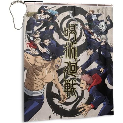 NEW Jujutsu Kaisen Curtains Bathroom Curtain Frabic Waterproof Polyester Bathroom Curtain with Hooks