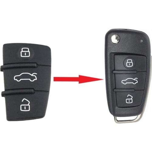 3 Button Replacement key Pad Rubber Remote key shell fob For AUDI A2 A3 A4 A6 A6L A8 TT