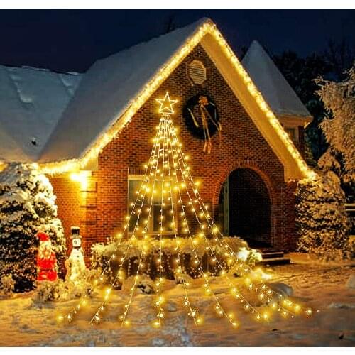 Christmas Star Fairy Light Garland 9x3.5M 317 LED Outdoor Window Wall Icicle String Light Garden Patio Xmas Tree Branch Light