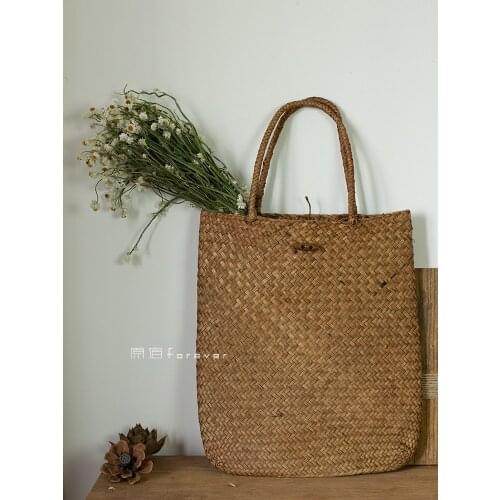 1pcs Handmade Straw Woven Basket for Flower Arranging Home Furnishing Retro Scene Window Model Room Furnishings & Decoration