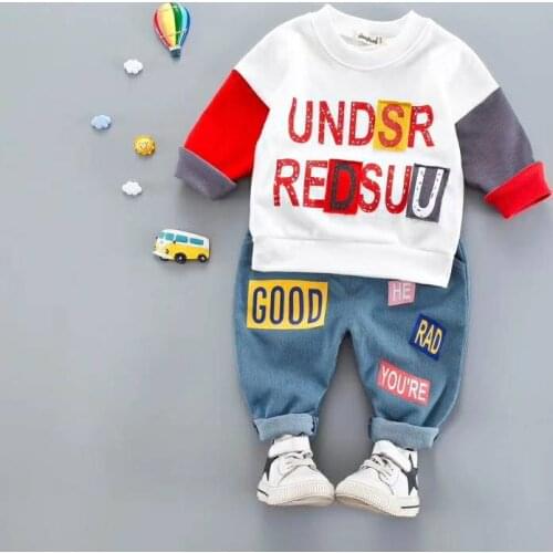 Kids Baby Boy Clothes for Toddler Girl Fashion Casual Hooded Infant Baby Set Spring Letter Clothing Tracksuit 1 2 3 45 6 Years