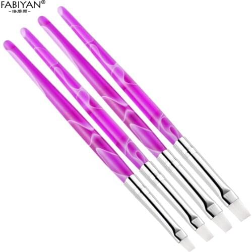 Nail Art UV Gel Drawing Painting Brush Pen Tips Dust Cleaning Builder Acrylic Tools Manicure Tips 4Pcs/ Set Purple Spiral Color