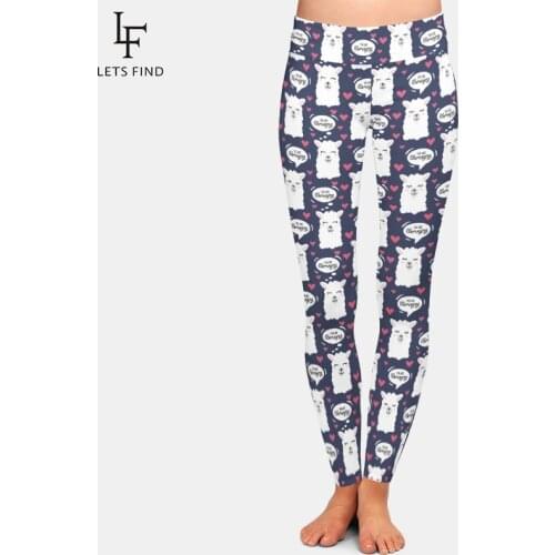 2019 Sheep and Heart Shape Kawaii Digital Print Women Legging 220gsm Milk Silk High Elastic Casual Fitness Legging Workout Pant