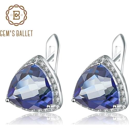 Gems Ballet 4.48Ct Natural Iolite Blue Mystic Quartz Gemstone Stud Earrings For Women 925 Sterling Silver Fine Jewelry