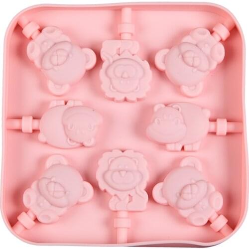Animal Biscuit Molds Kitchen Baking Gadget Candy Ice Cookie Mould Silicone Food Grade Chocolate Lollipop Molds without rod