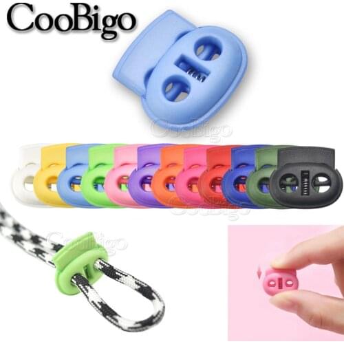 12pcs/pack Mixed Colorful 5mm Hole Plastic Stopper Cord Lock Bean Toggle Clip Apparel Shoelace Sportswear Accessorie