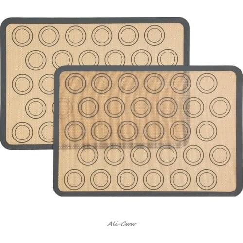 2pcs Non Stick Silicone Dough Macaroon Tray Oven Baking Fondant Pastry Mould Sheet Mat Pad