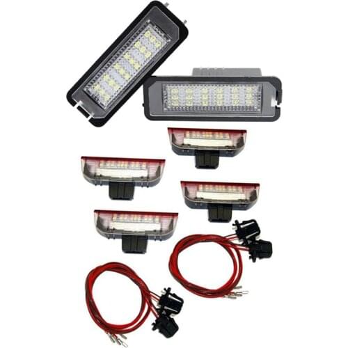 2 Pcs Car LED License Plate Light & 1 Set Car LED Door Warning Light Welcome Projector
