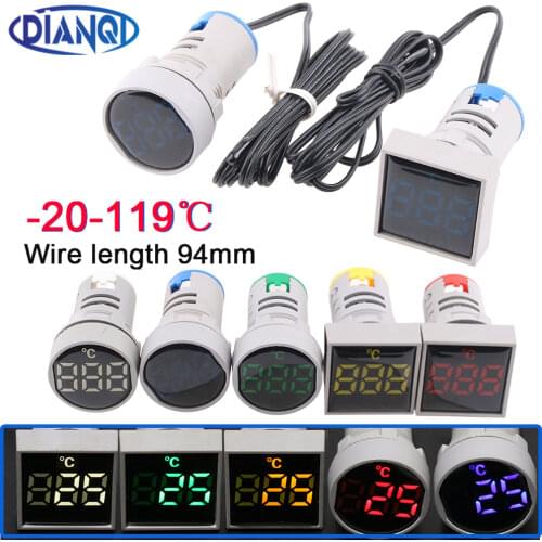 22mm AC20-500V Round square LED Voltmeter voltage meter indicator pilot light Red Yellow Green Blue White digital ammeter