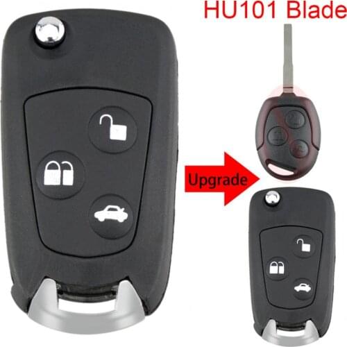 3 Buttons Car Modified Flip Folding Remote Key Flip Fob Shell with HU101 Blade for Ford Mondeo/Fiesta/Focus/KA/Transit 2002-2012