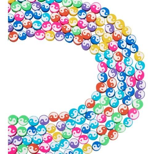5Strands Colorful Tai Chi Polymer Clay Beads Mixed Yin Yang Star Lip Pattern Clay Spacer Beads for Jewelry Handmade DIY Bracelet
