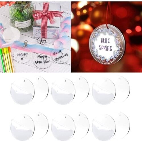 Acrylic Keychain Blank Acrylic Transparent Ornament Pendants and Round Keychain Set for DIY Craft