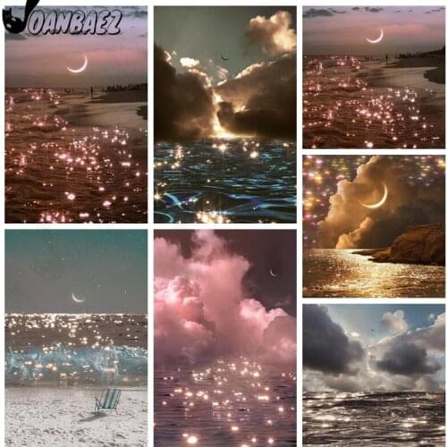 Lake Diamond Painting Landscape 5D Diy Mosaic Kit Moon Diamond Embroidery Cross Stitch Handmade Mosaic Home Decoration Gift