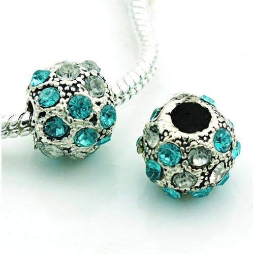 JINGLANG Brand New Fashion African Big Hole Metal Rhinestone Beads European Murano DIY Bracelets Bangle Jewelry Accessories