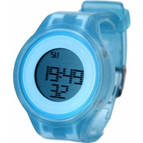 Chronograph Alarm BackLight Silicone Light Blue Band Unisex Digital Watch