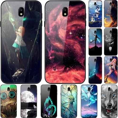 Case For Samsung Galaxy J730 2017 Black Silicone Bumper With Tempered Glass Back Phone Cover Series 3