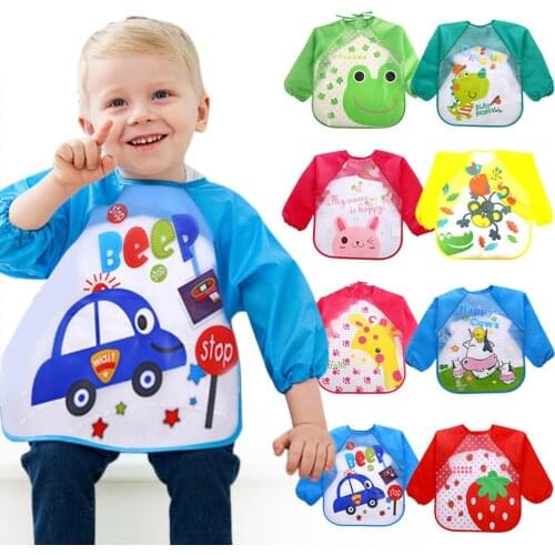 Baby Bibs Waterproof Long Sleeve Apron Cute Feeding Smock Bib Baby Care Stuff Accessories Children Feeding Smock Bib Hot Sale