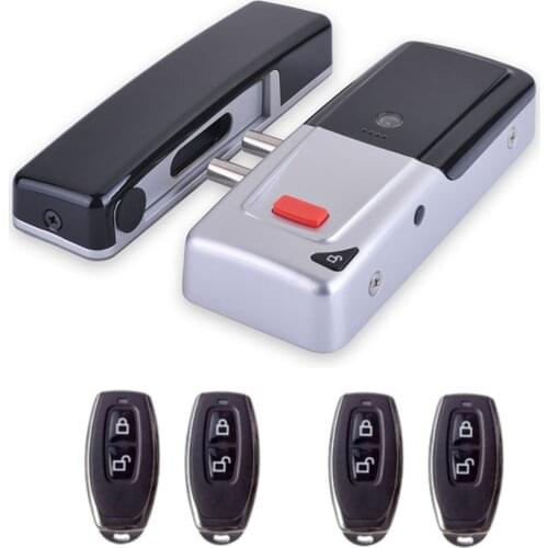 DIY dry battery stealth wireless Remote control home door locks smart electronic lock +4 remote control