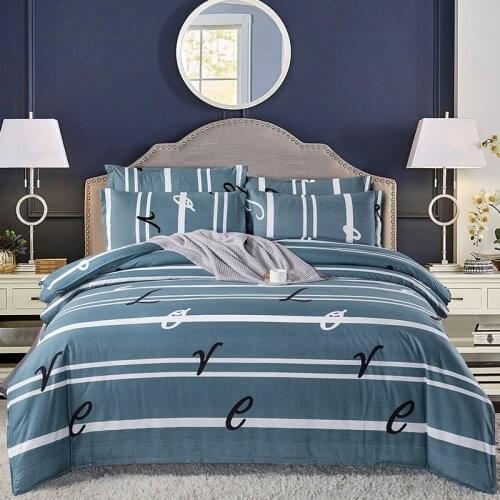 Europe Simple Stripe Bedding Set Duvet Cover Sheet Pillowcase Bed Linens 180x220cm Double Size Bedclothes Home Textile